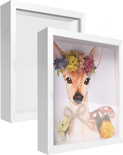 Vista 19 de Marco expositor 4x6 tipo shadow box, de madera con plexiglás, caja expositora para objetos de interés, medallas, manualidades, entradas y fotos