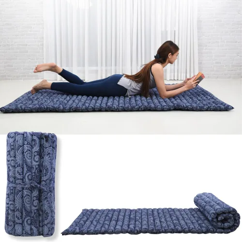 Vista 48 de Leewadee - Colchón de piso plegable - Futón japonés enrollable -Alfombra de tatami triple pliegue - Cama de piso para invitados - Colchón de camping