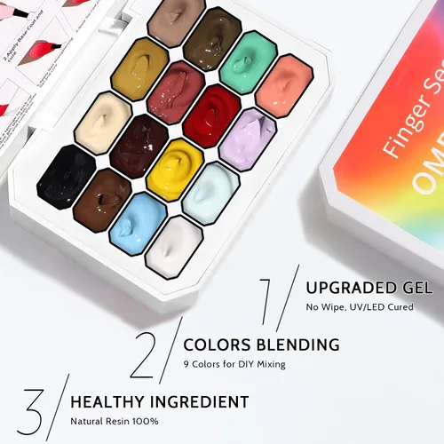 Vista 5 de Esponjas Pat Paleta de Esmalte de Uñas en Gel, 16 Colores Mezclado Degradado Ombré Esmalte en Gel Dando Toques Pintura Degradada Arte de Uñas, Sin