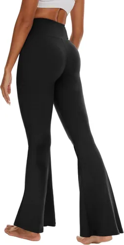 Vista 44 de ZOOSIXX Pantalones de yoga acampanados para mujer, leggings cruzados suaves con corte de bota