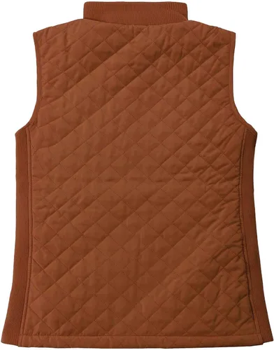 Vista 2 de Bienzoe Chaleco liviano sin mangas, acolchado, con cierre, casual, para mujeres con laterales elásticos.
