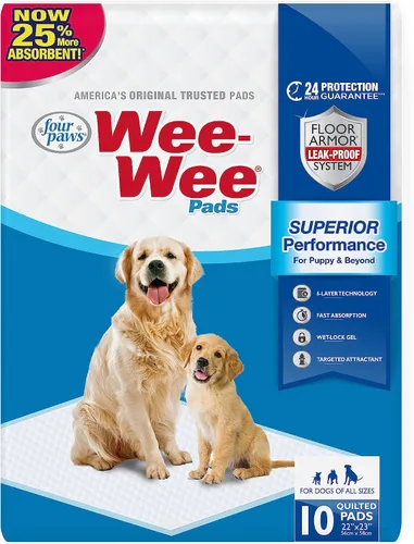 Vista 13 de Four Paws Wee-Wee - Almohadillas de orina sin perfume de rendimiento superior para perros y cachorros, acolchados a prueba de fugas para perros