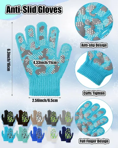 Vista 3 de Paquete de 100 gorros y guantes antideslizantes para niños, gorro de punto cálido, guantes de invierno a granel para niños y niñas