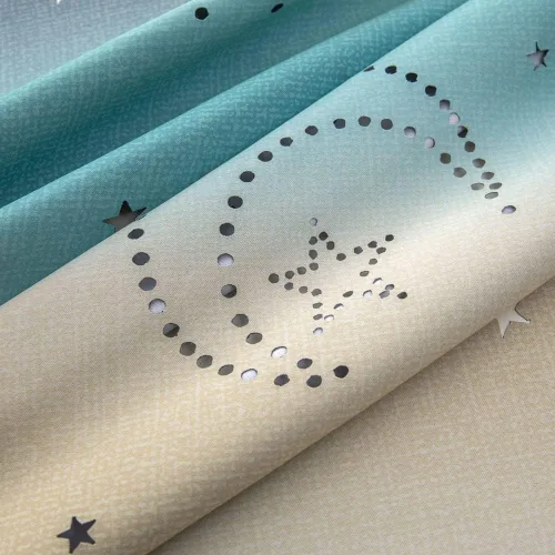 Vista 4 de FANLI 2 paneles de cortinas opacas con diseño de estrellas y arco iris para niños, niñas, dormitorio, sala de estar, oscurecimiento de luna, doble