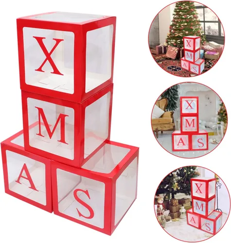 Vista 7 de Didiseaon 1 juego de cajas de globos de Navidad, cajas de globos de Navidad, juego de decoración de Navidad, globos transparentes de bautizo