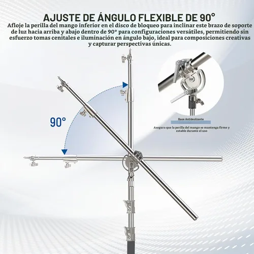 Vista 4 de NEEWER Brazo de brazo de extensión de acero inoxidable resistente, capacidad de carga de 17.6 libras para soporte C y soporte de luz, brazo