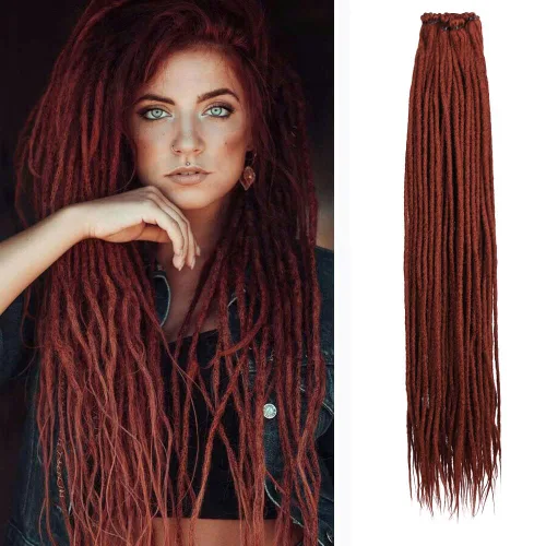 Vista 33 de Kraler Extensiones de Rastas Azules, Extensiones de Rastas Sintéticas de Ganchillo de 22", 100% Hechas a Mano, Rastas de Una Sola Punta, Delgadas