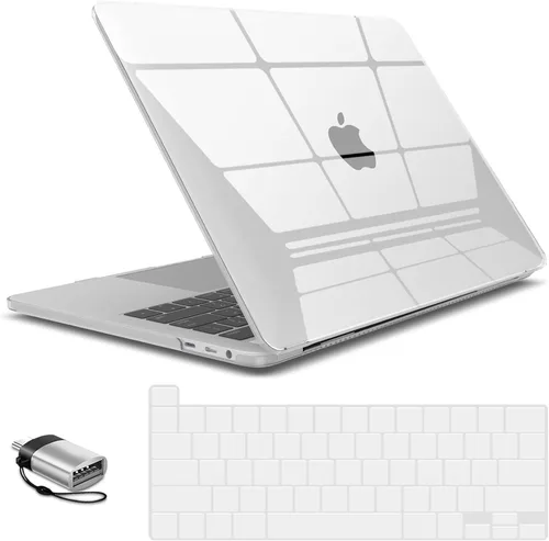 Vista 12 de IBENZER - Carcasa rígida de tacto suave para MacBook Pro de 13 pulgadas con Touch Bar y Touch ID, con funda de teclado y adaptador Type C