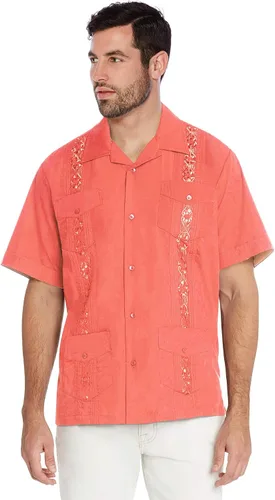 Vista 15 de vkwear Camisa de vestir de manga corta para hombre, estilo guayabera, cubana, playa, boda, informal, para hombre