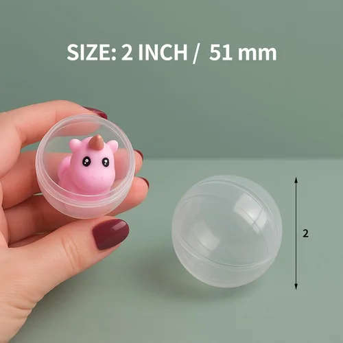 Vista 5 de 50 unidades de máquinas expendedoras de 2 pulgadas, cápsulas de máquina de chicle, cápsulas de plástico transparente, cápsulas rellenables