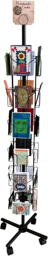 Vista 10 de FixtureDisplays® 24 bolsillos de 5.5" de ancho de bolsillo (se ajusta a 5x7") Pantalla vertical para tarjetas de felicitación giratoria Estante