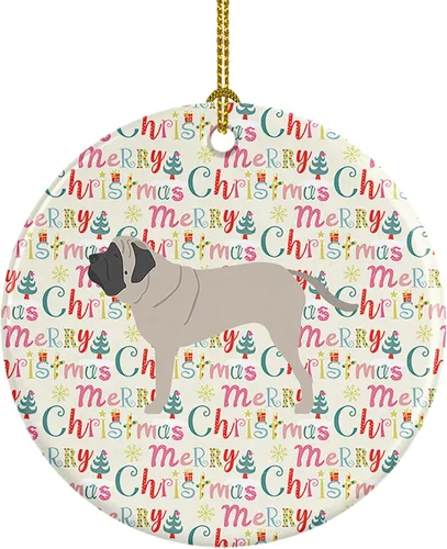 Vista 84 de Caroline's Treasures Affenpinscher - Adorno de cerámica con texto en inglés "Merry Christmas", multicolor para colgar en el árbol de Navidad