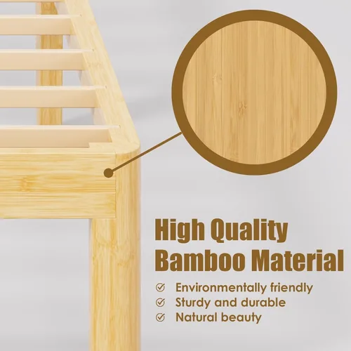Vista 5 de Marco de cama doble de madera de bambú de 12 pulgadas con soporte de listones de metal
