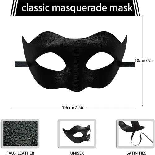 Vista 4 de Exlinonline Máscara de mascarada para hombres, máscara de Mardi Gras, para Halloween, fiesta veneciana, para hombre, diseño elegante negro