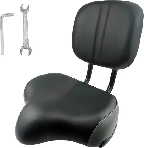 Vista 10 de THALOUS Asiento de bicicleta con respaldo de gran tamaño, cómodo, repuesto de silla de montar de bicicleta, espuma viscoelástica suave, cojín