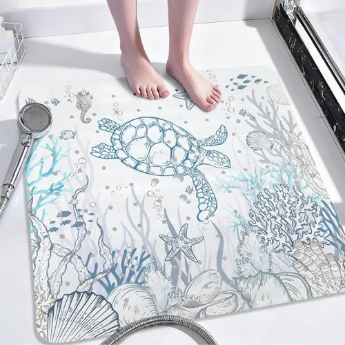 Vista 13 de Tapete de baño de sirena antideslizante, bonito tapete de baño de goma para bañera, tapete de baño para niños y niñas pequeñas, tapete de ducha