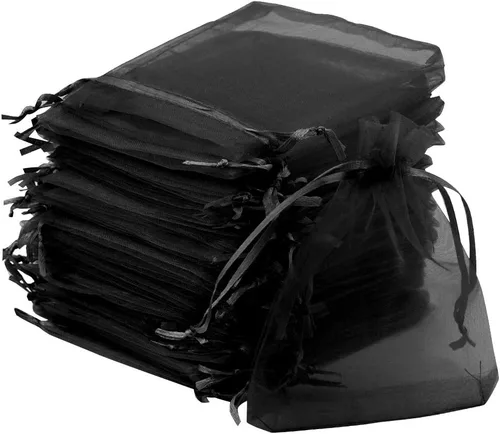 Vista 8 de Tojwi 50 bolsas de organza de 3.54 x 4.33 pulgadas (3.5 x 4.3 in) de satén con cordón de organza, bolsa de regalo para boda, fiesta, bolsa