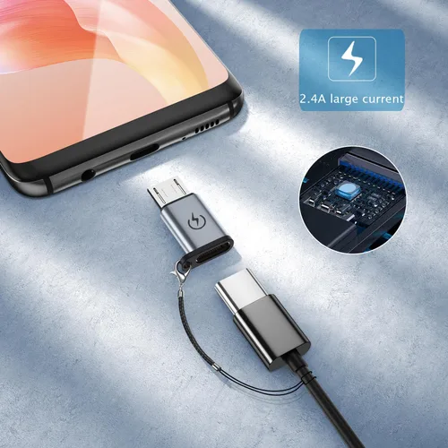 Vista 2 de Jadebones Adaptador USB C a Micro USB (paquete de 4), convertidor USB tipo C hembra a micro USB macho compatible con Samsung Galaxy S6/S7 Edge, LG