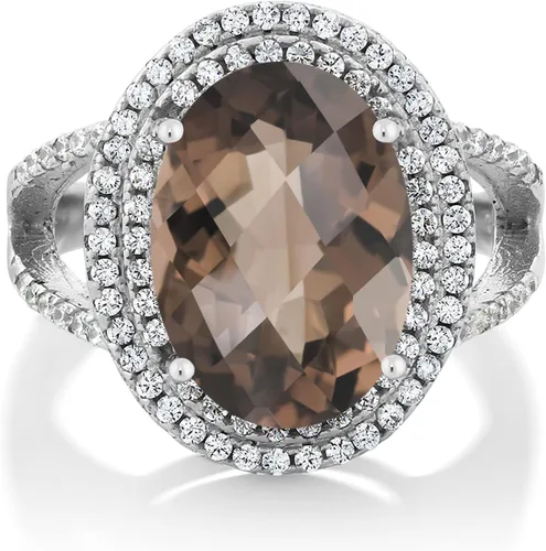 Vista 18 de Gem Stone King Anillo de piedra preciosa y piedra natal de 5-10 quilates para mujer Plata de ley 925 Ovalado 14X10MM Anillo de boda