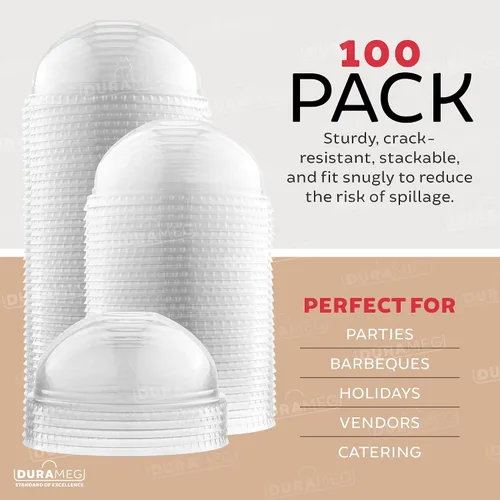 Vista 6 de Durameg [100 unidades – 12 onzas.] Vasos desechables de plástico PET transparente con tapas de cúpula