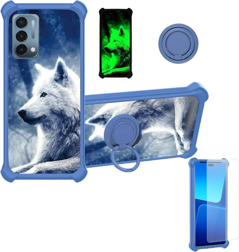 Vista 19 de jioeuinly Cricket Ovation 2 - Funda compatible con AT&T Maestro Max (2021), con protector de pantalla de vidrio templado, policarbonato duro +