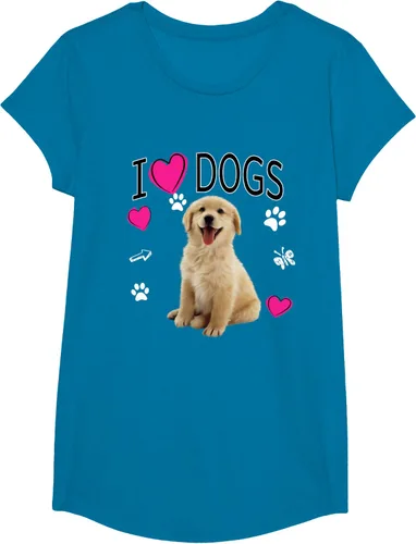 Vista 78 de Camiseta I Love Dogs - Camiseta Golden Labrador retriever, Azul Negro