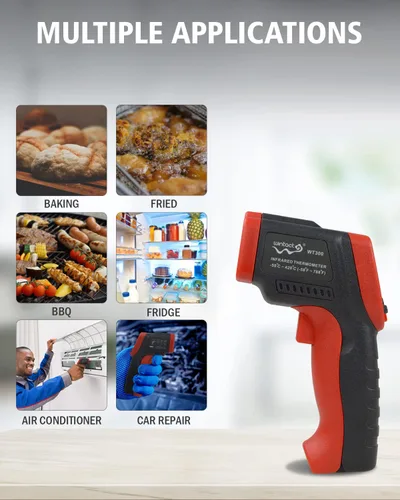Vista 6 de Wintact Pistola de temperatura con termómetro infrarrojo, superficie digital sin contacto, pistola de temperatura de calor láser para cocina