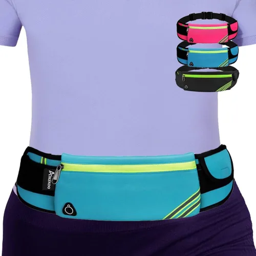 Vista 8 de AIKENDO Cinturón Riñonera para Correr, Bolsa de Cintura, Riñonera de Entrenamiento, Cinturón de Bolsillo para Trotar sin Rebotes – Portador de Negro
