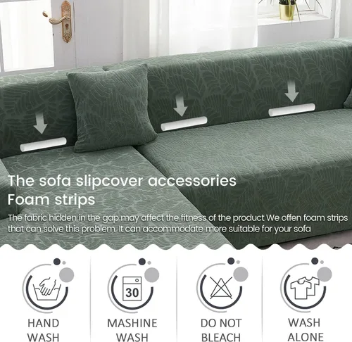 Vista 4 de OKYUK Funda para sofá modular en forma de L, 2 fundas de sofá impresas de alta elasticidad de 3 + 3 asientos + 2 fundas de almohada, protector