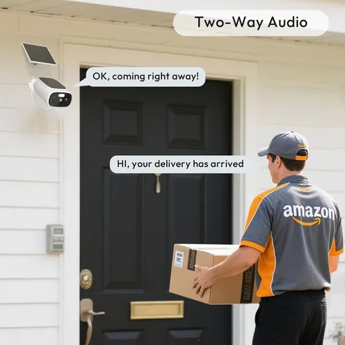 Vista 6 de 2 cámaras WiFi 2.4G/5G para seguridad en el hogar con paneles solares dobles, cámaras de seguridad solar 2K inalámbricas para exteriores, visión