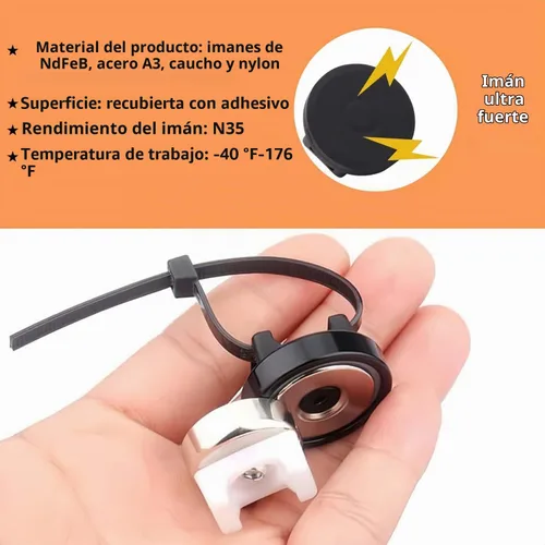 Vista 4 de Soportes magnéticos de alta resistencia, 10 soportes multiusos para cables con bridas de nailon (50 piezas) para una gestión eficiente de cables