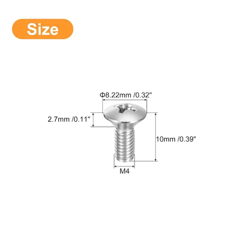Vista 2 de uxcell Tornillos de máquina Phillips de cabeza ovalada M4x8mm, 50pcs 304 tornillos de cabeza avellanada ligeramente levantados de acero inoxidable