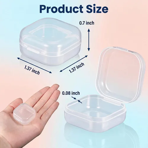 Vista 2 de 24 paquetes de recipientes pequeños de plástico transparente para almacenamiento de cuentas con tapa con bisagras para almacenamiento de objetos