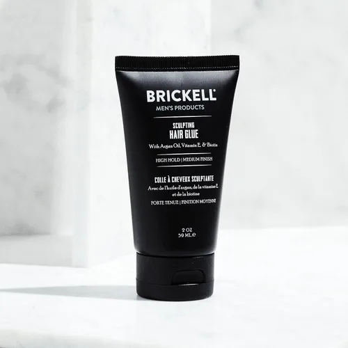 Vista 6 de Brickell - Pegamento para el cabello para hombre para esculpir y dar forma durante todo el día, con aceite de argán, vitamina E y aloe, 2 onzas
