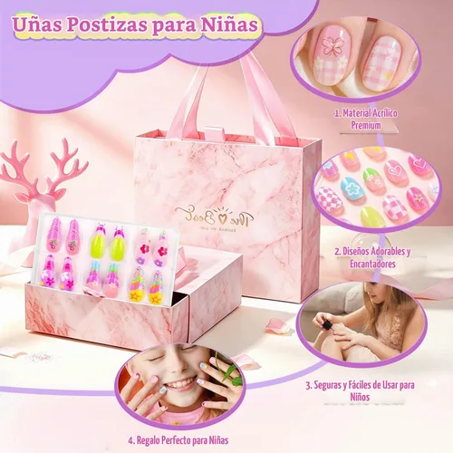 Vista 4 de Juego de 144 uñas postizas a presión, bonitas uñas acrílicas para regalo Linda estrella.
