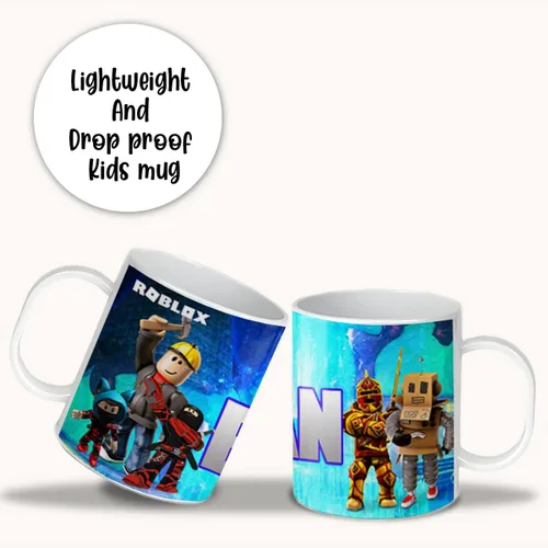 Vista 5 de Taza irrompible para niños con nombre (juego azul)