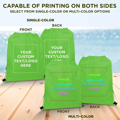 Vista 6 de DISCOUNT PROMOS Juego de mochilas con cordón no tejidas personalizadas de 10/50/100, paquete personalizado a granel