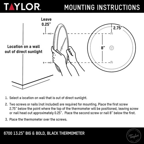 Vista 6 de Taylor Precision Products - Termómetro de pared 6700 Big & Bold, tamaño único, negro