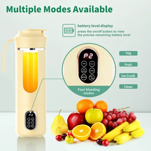 Vista 4 de Licuadora inalámbrica portátil, pequeño exprimidor recargable, mini licuadora personal para batidos y batidos, con función de limpieza automática