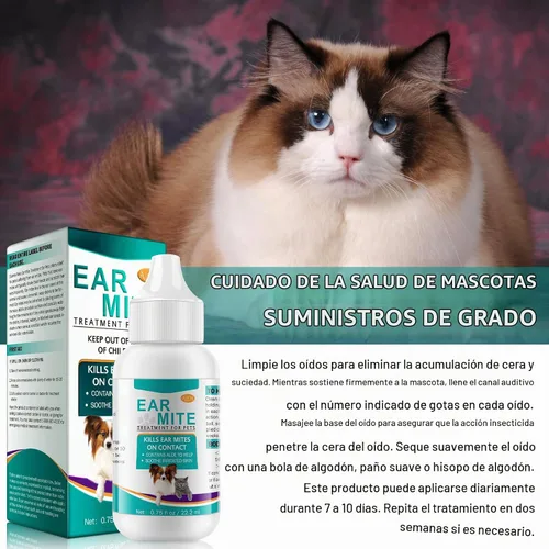 Vista 2 de Tratamiento de ácaros para gatos y perros, fórmula natural de aloe vera