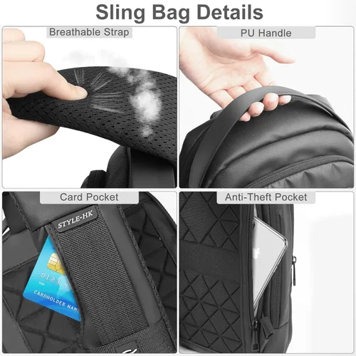 Vista 5 de hk Sling Crossbody Shoulder Bag