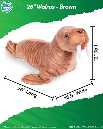 Vista 2 de Real Planet Peluche de Sea Life, regalo realista para niños de todas las edades, peluche de criatura marina morsa, regalos de cumpleaños de Navidad