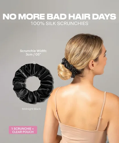Vista 2 de SUNDAYSILKS™ - Lujosos coleteros de seda de morera para mujeres y niñas Coleteros antideslizantes y sedosos para el cabello natural, rizado, fino