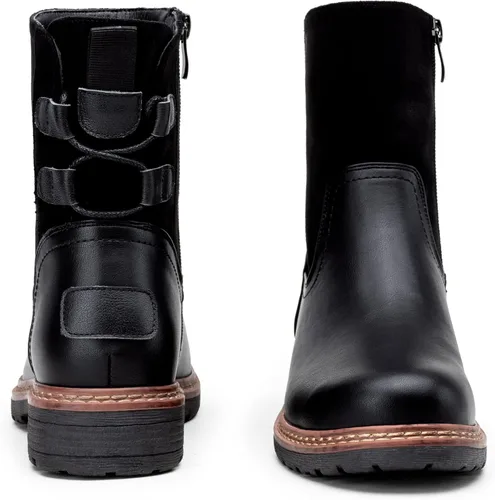 Vista 8 de Vepose Botines 9680 para mujer, de tacón bajo, botines de moda para mujer con cordones en la espalda y cremallera lateral