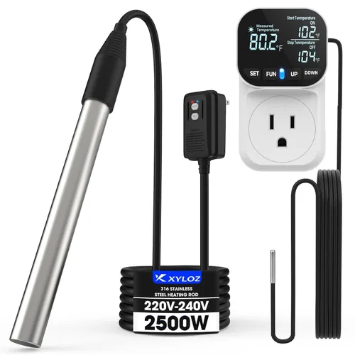 Vista 8 de Calentador de agua eléctrico de inmersión de 1800 W, calentadores de agua totalmente sumergibles con termostato y GFCI, para fregaderos, bañeras