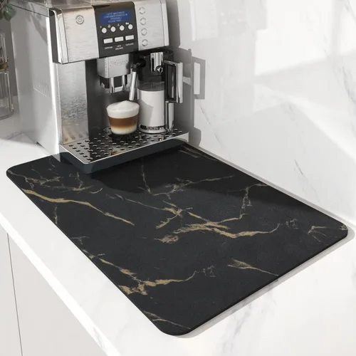 Vista 10 de AMOAMI Tapete de café absorbente con parte trasera de goma para secar platos para encimera de cocina, accesorios de bar para debajo de la cafetera