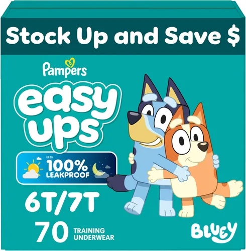 Vista 33 de Easy Ups - Pantalones de entrenamiento para niñas y niños, talla 4 (2T3T), 25 unidades, ropa interior de entrenamiento absorbente Bluey, hasta un