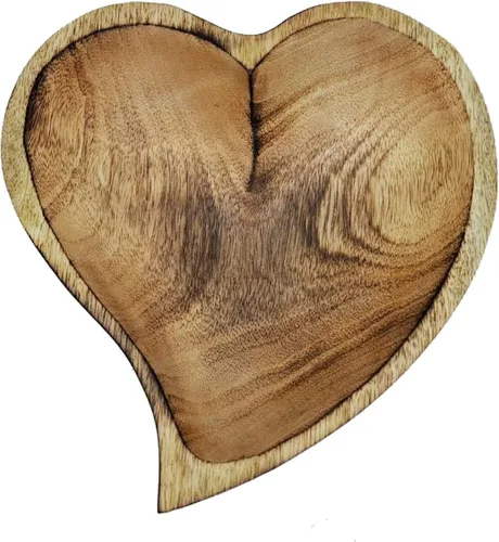 Vista 21 de WitnyStore Cuenco en forma de corazón de 6 pulgadas, funcional y coleccionable, cuenco de madera hecho a mano para servir frutos secos, postres