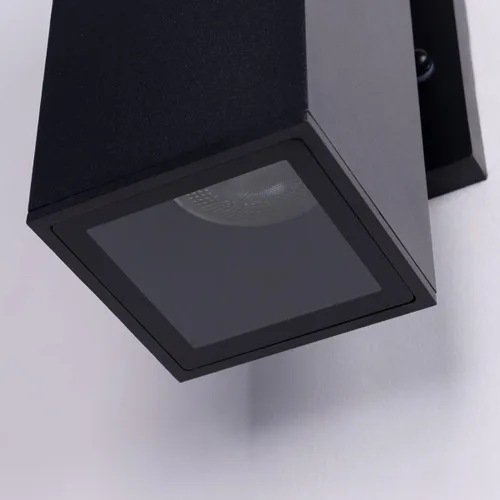 Vista 7 de mirrea Moderna luz de porche al aire libre en 2 luces con tubo rectangular de aluminio y cubierta de vidrio templado, aplique de pared impermeable