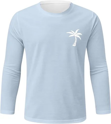 Vista 4 de Camisetas de manga larga para hombre, transpirables, con cuello redondo, térmicas, ajuste regular, camisetas elegantes y cómodas
